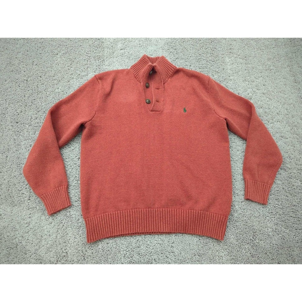 Polo by Ralph Lauren Sweater Mens Large Red Pullover 100% Cotton Heavy Knit
